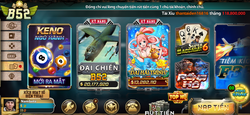 Kho game đặc sắc làm nên tên tuổi B52 Club  